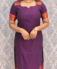 Dark Purple Premium Kanchi Cotton 2 Piece Kurti and Dupatta / HL002