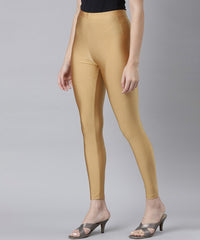 Branded Shimmer Dark Gold Slim Fit Ankle Length Leggings / LSS115