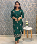 Deep Bottle Green and Beige Color with Floral Embroidery 3 Piece Salwar Set / ESS343