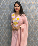 Pink and Yellow Color Designer Casual 3 Piece Salwar Set /  ESS393