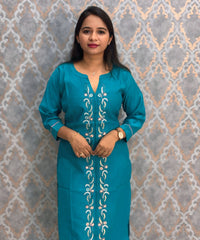 Rama Green and Pink Color Designer Casual 3 Piece Salwar Set with Lining /  ESS393