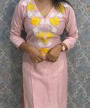 Pink and Yellow Color Designer Casual 3 Piece Salwar Set /  ESS393