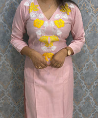 Pink and Yellow Color Designer Casual 3 Piece Salwar Set /  ESS393