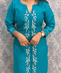 Rama Green and Pink Color Designer Casual 3 Piece Salwar Set with Lining /  ESS393