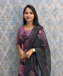 Purple Color Designer Casual 3 Piece Salwar Set with Lining /  ESS389