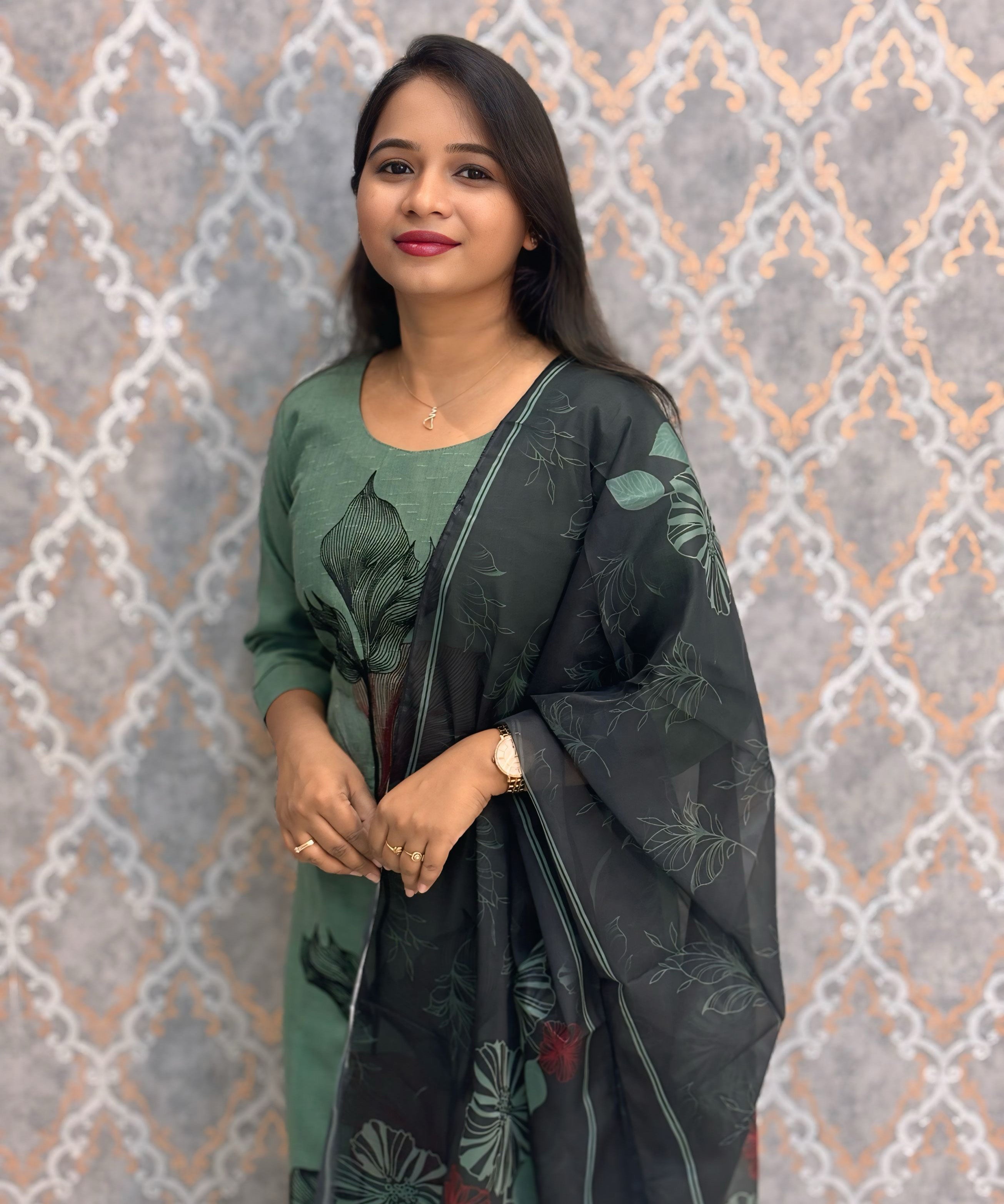 Green Color Designer Casual 3 Piece Salwar Set with Lining /  ESS389