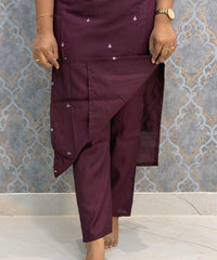 Purple Color Designer Ethnic 3 Piece Salwar Set with Lining (With Sleeves) /  ESS394