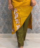Mustard Yellow and Green Color Designer Ethnic 3 Piece Salwar Set with Lining (With Sleeves) /  ESS394
