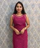 Dark Pink and Yellow Color Designer Ethnic 3 Piece Salwar Set with Lining (With Sleeves) /  ESS394