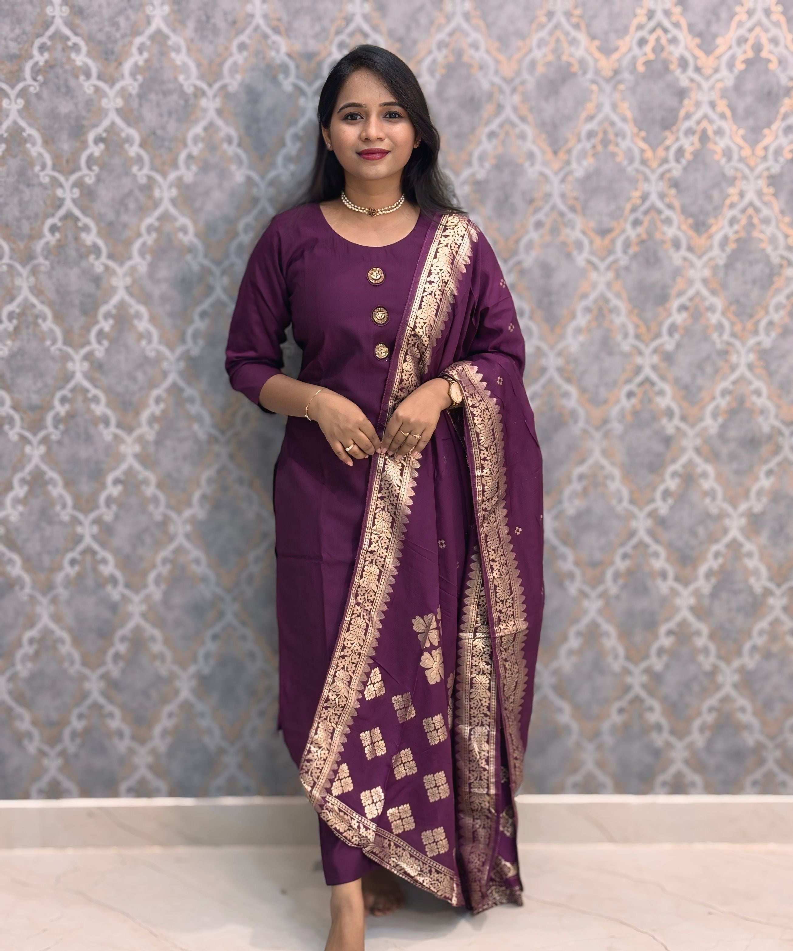 Dark Purple Color Designer Ethnic Salwar Set / ESS378