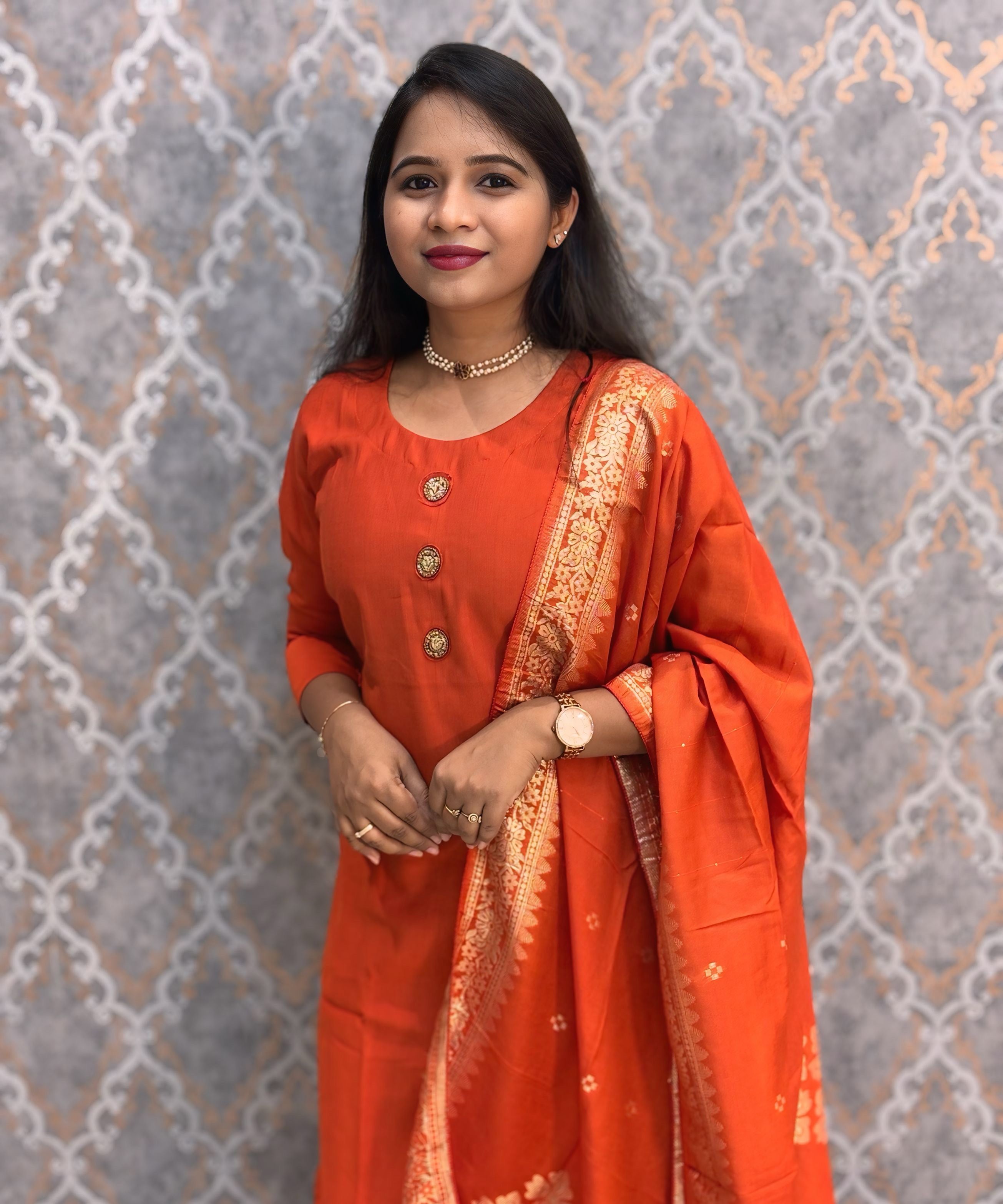 Orange Color Designer Ethnic Salwar Set / ESS378