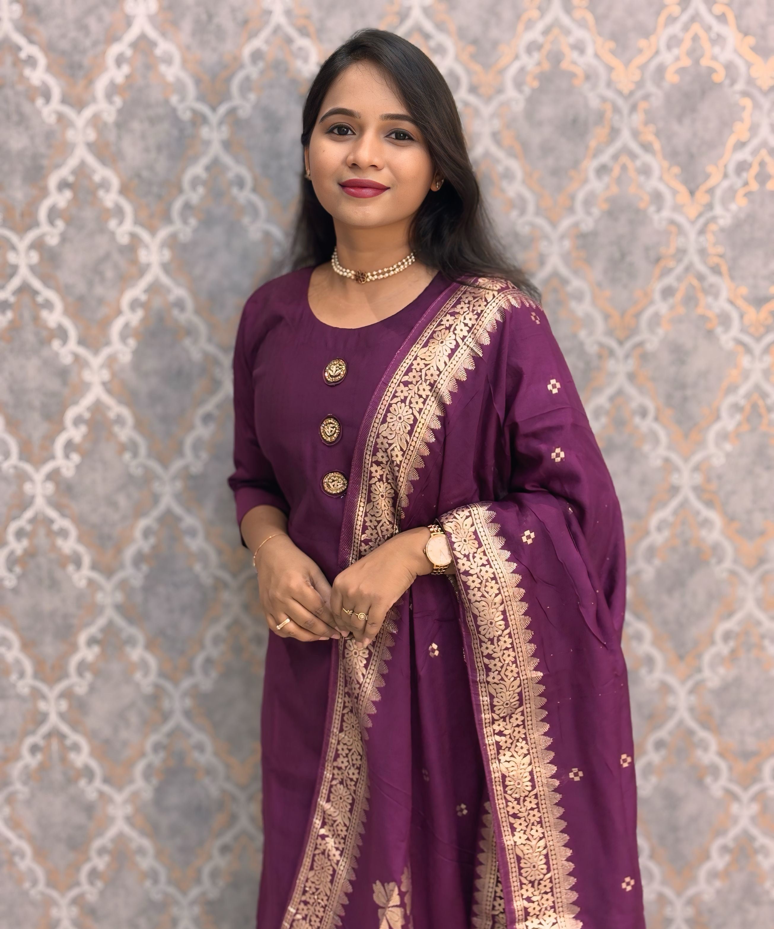 Dark Purple Color Designer Ethnic Salwar Set / ESS378