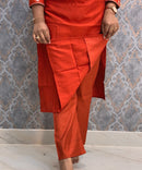 Rust Orange Color V Neck Designer Ethnic Salwar Set / ESS378