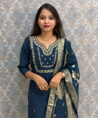 Teal Blue Color Designer Ethnic Salwar Set / ESS402