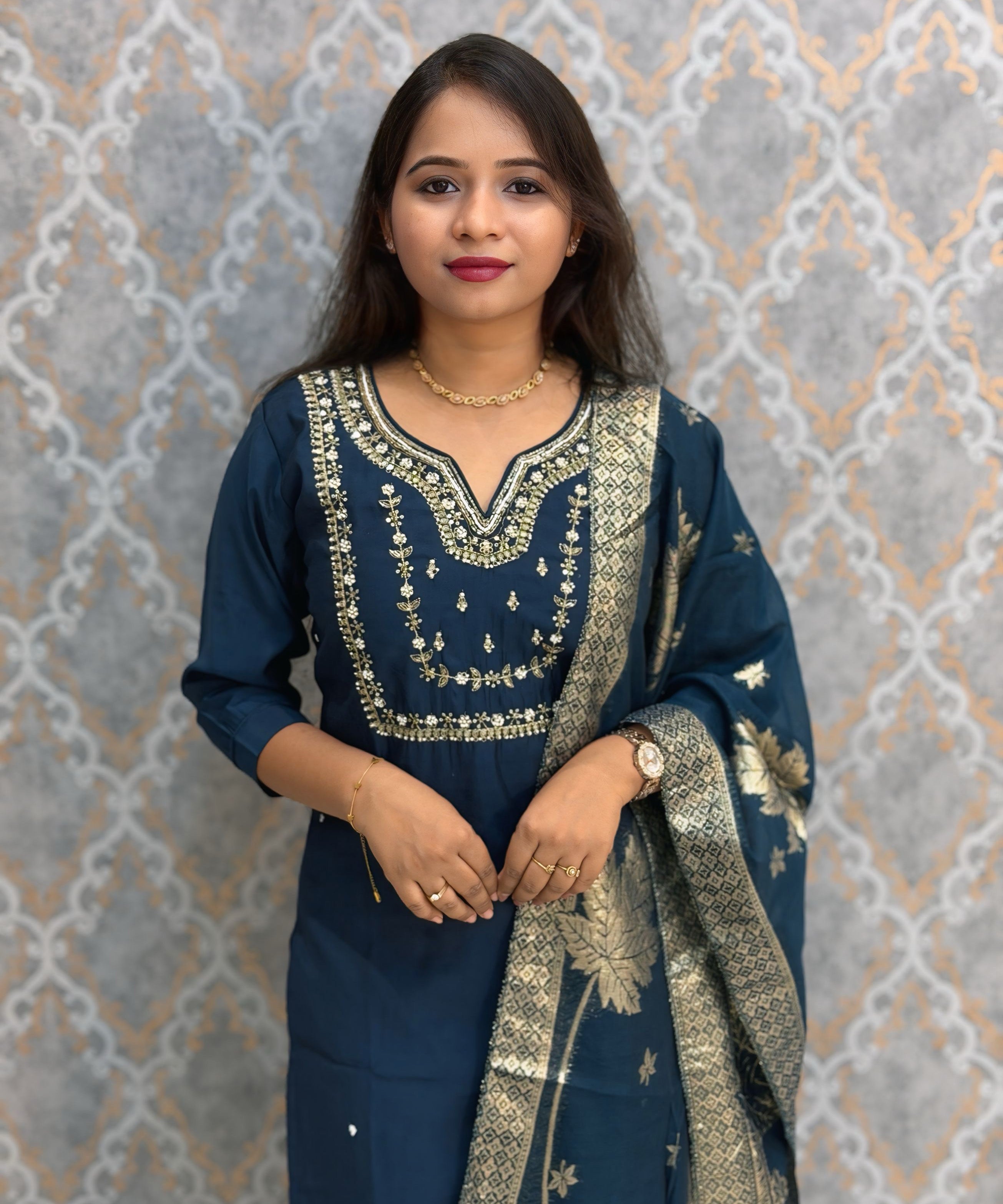 Teal Blue Color Designer Ethnic Salwar Set / ESS402