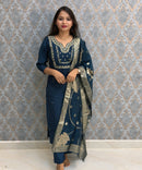 Teal Blue Color Designer Ethnic Salwar Set / ESS402
