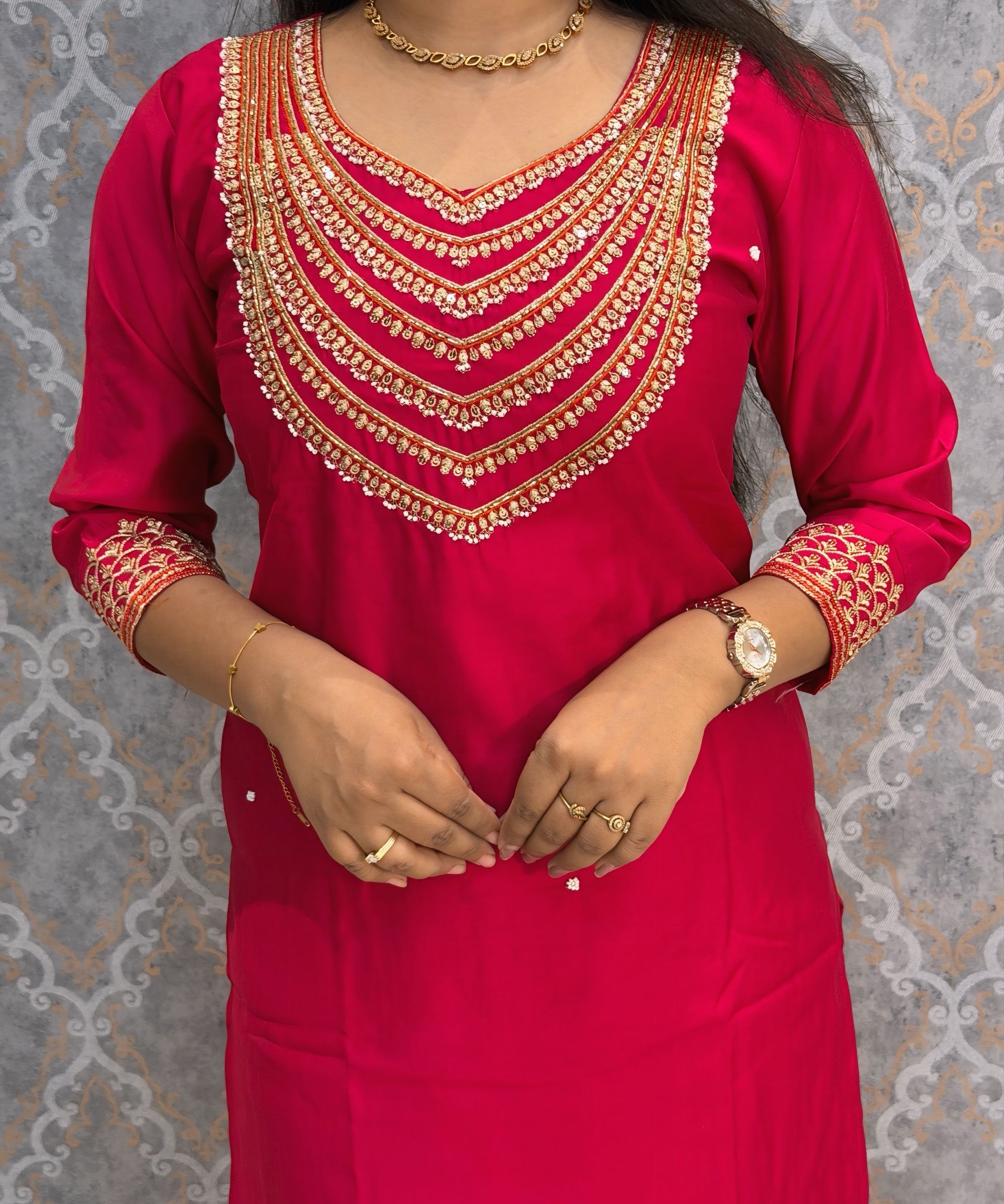 Pink and Orange Color Designer Ethnic Salwar Set / ESS402