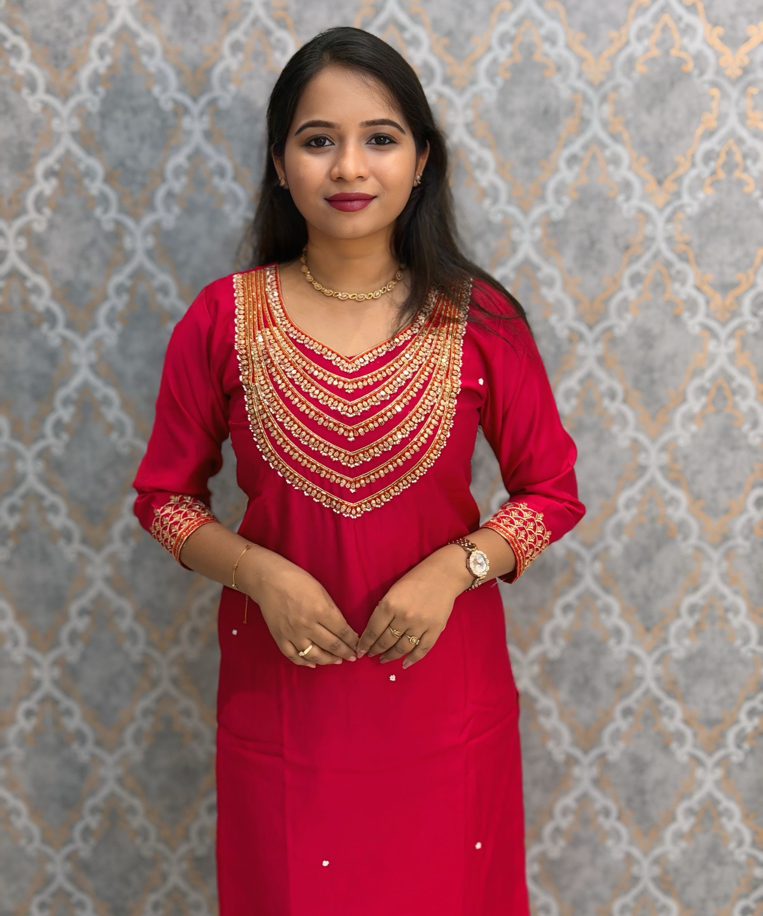 Pink and Orange Color Designer Ethnic Salwar Set / ESS402