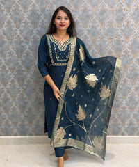 Teal Blue Color Designer Ethnic Salwar Set / ESS402
