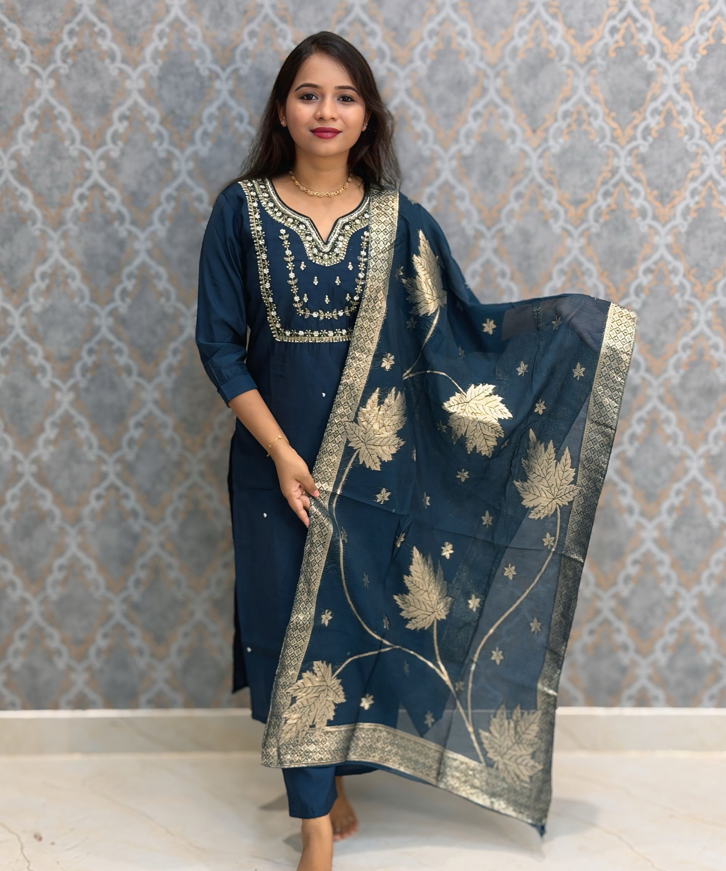 Teal Blue Color Designer Ethnic Salwar Set / ESS402