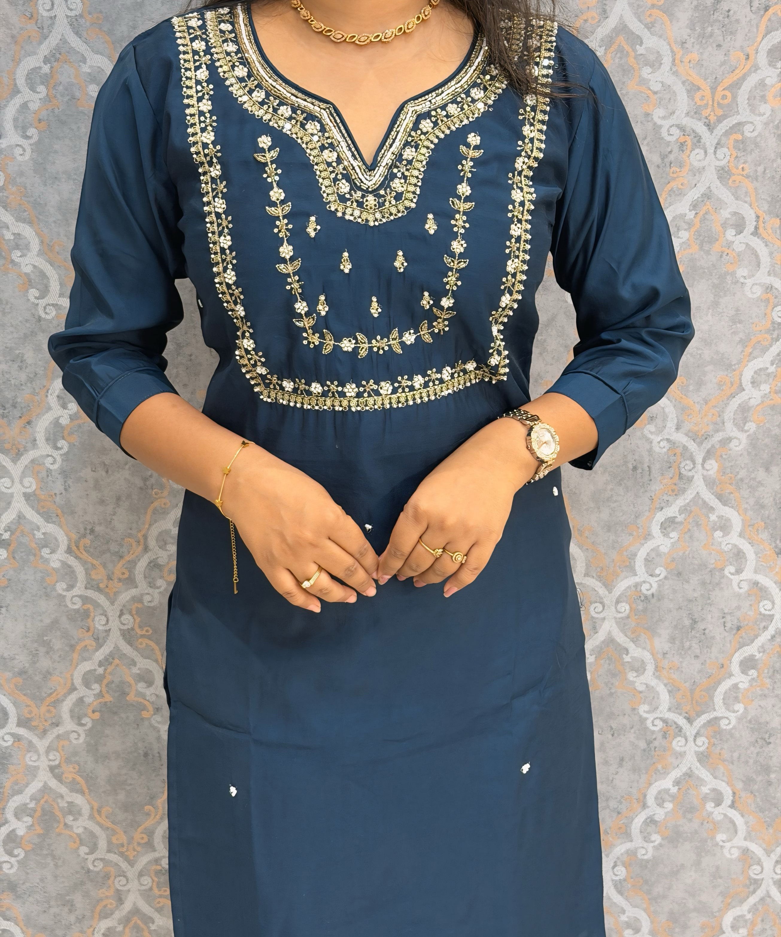 Teal Blue Color Designer Ethnic Salwar Set / ESS402
