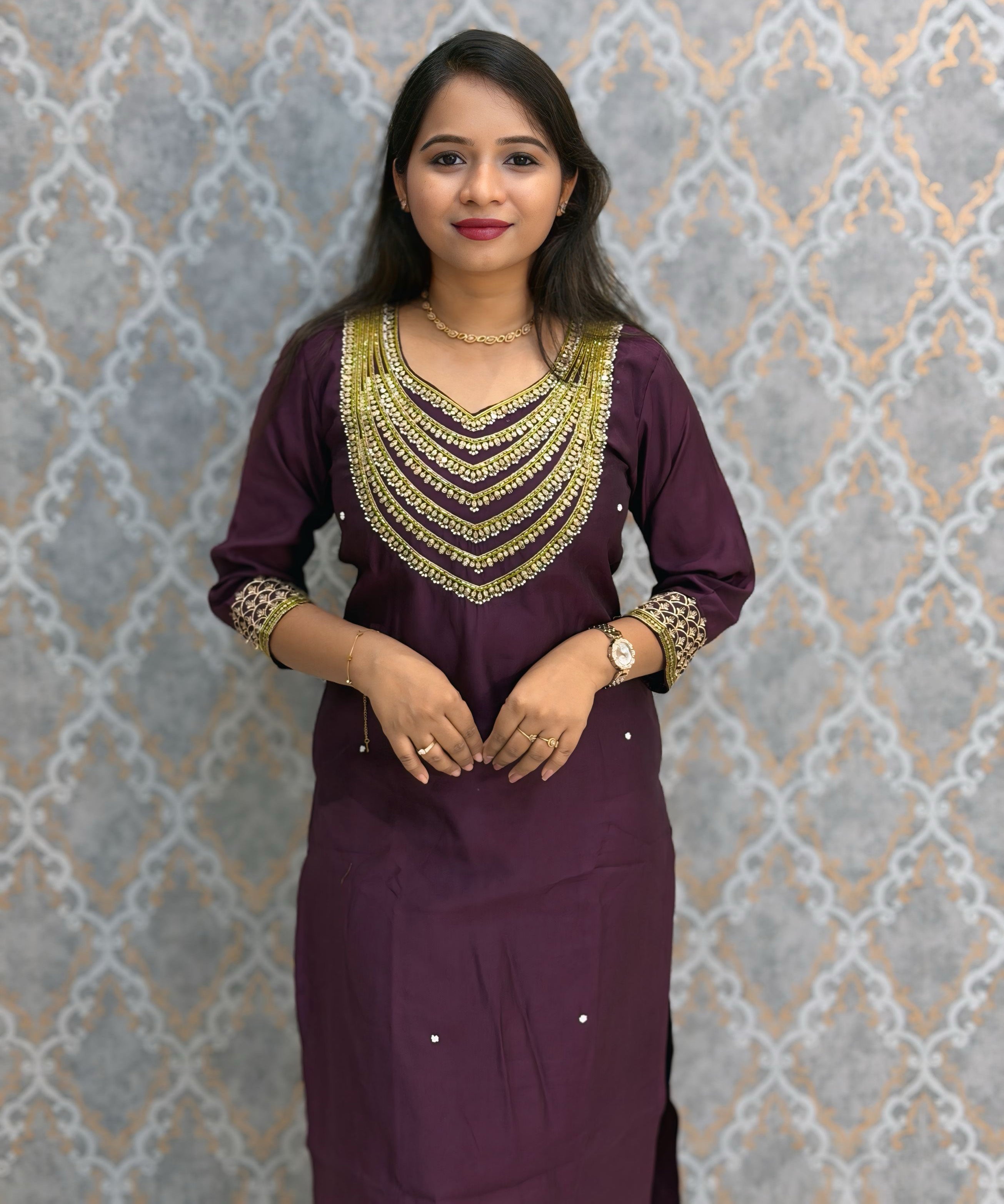 Purple and Green Color Designer Ethnic Salwar Set / ESS402
