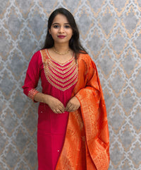 Pink and Orange Color Designer Ethnic Salwar Set / ESS402