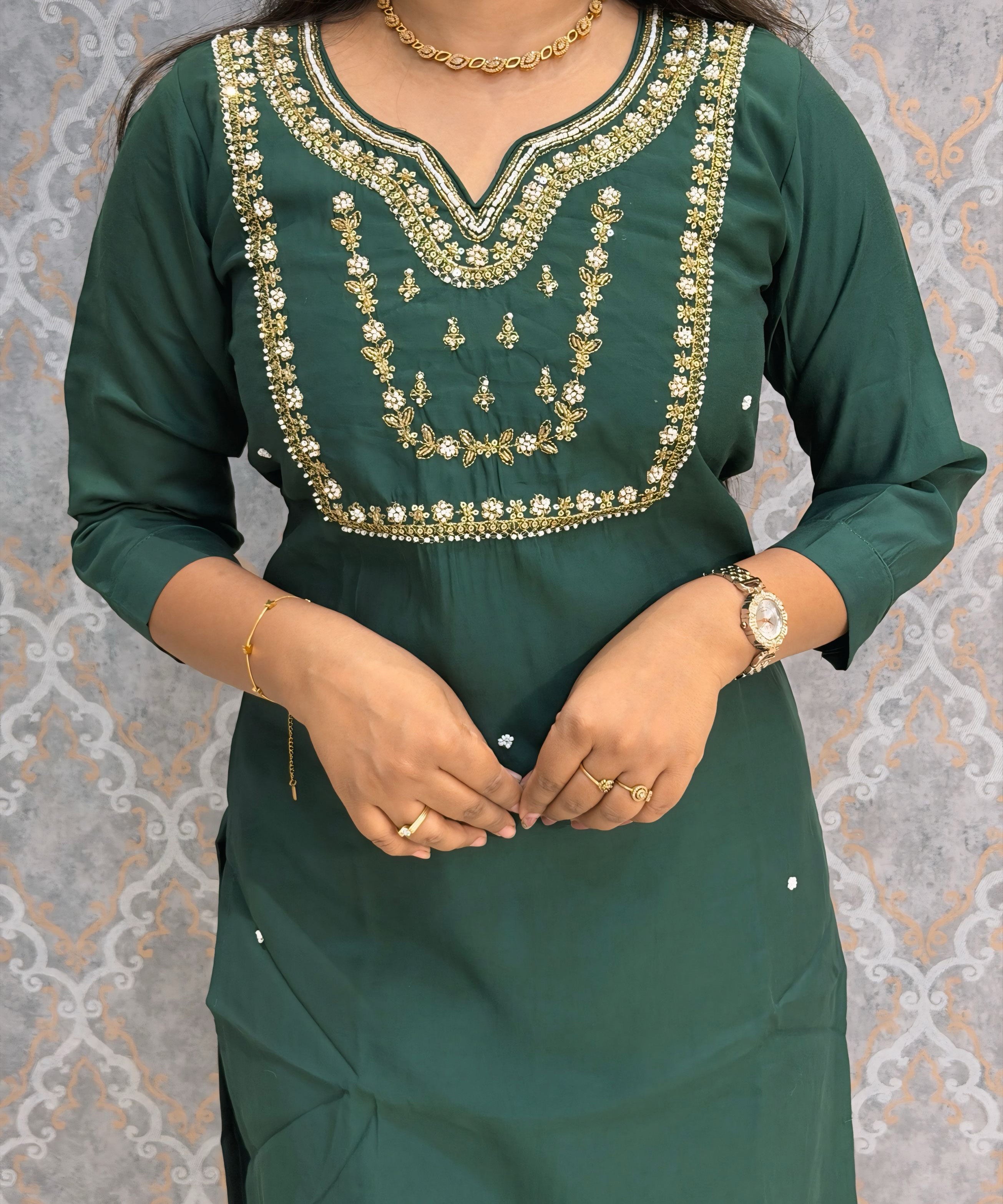 Green Color Designer Ethnic Salwar Set / ESS402