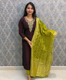 Dark Maroon and Green Color Designer Ethnic Salwar Set / ESS404