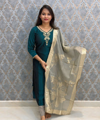 Green and Beige Color Designer Ethnic Salwar Set / ESS404