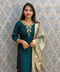 Green and Beige Color Designer Ethnic Salwar Set / ESS404