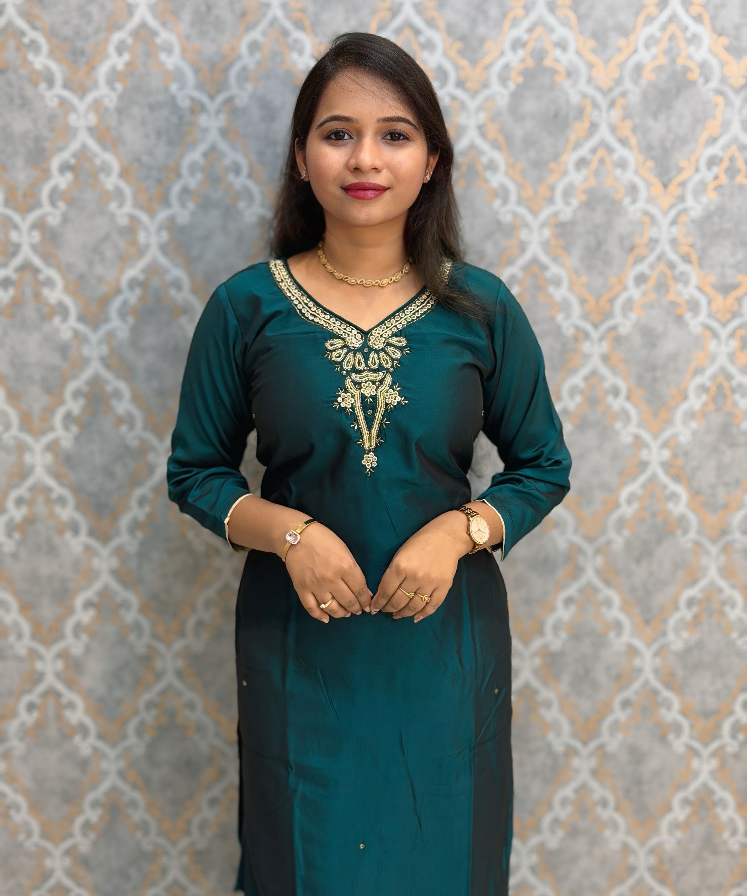 Green and Beige Color Designer Ethnic Salwar Set / ESS404