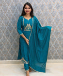 Rama Blue Color Designer Ethnic Salwar Set / ESS404