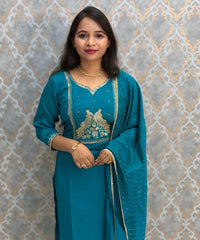 Rama Blue Color Designer Ethnic Salwar Set / ESS404