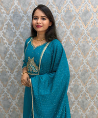 Rama Blue Color Designer Ethnic Salwar Set / ESS404