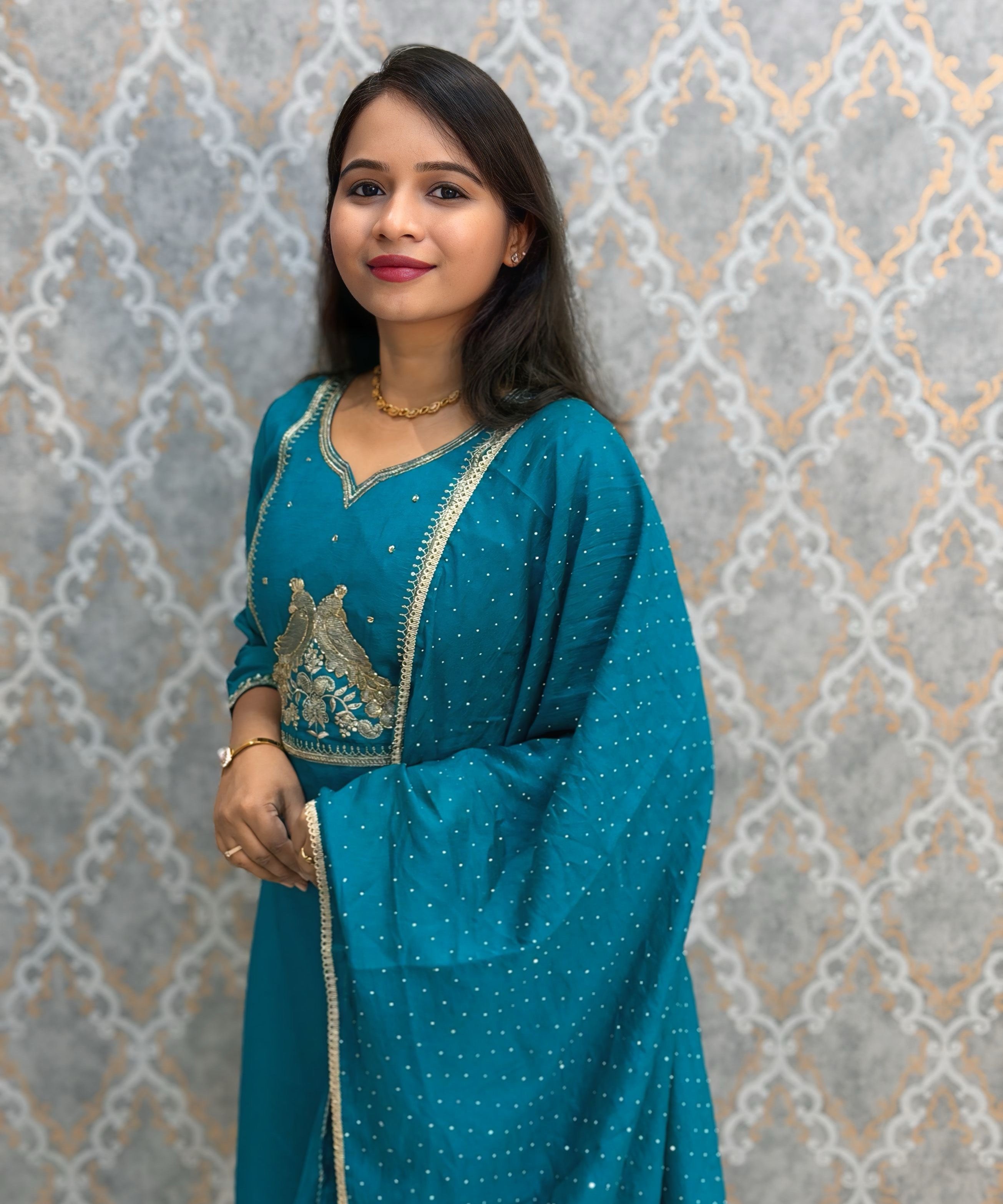 Rama Blue Color Designer Ethnic Salwar Set / ESS404