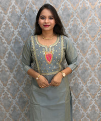 Gray and Pink Color Designer Ethnic Salwar Set / ESS424