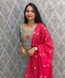 Gray and Pink Color Designer Ethnic Salwar Set / ESS424