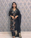 Black and Blue Color V Neck Designer Ethnic Salwar Set with Lining  / ESS381