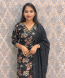 Black and Blue Color V Neck Designer Ethnic Salwar Set with Lining  / ESS381