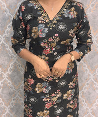 Black and Blue Color V Neck Designer Ethnic Salwar Set with Lining  / ESS381