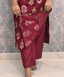Maroon Color V Neck Designer Ethnic Salwar Set with Lining  / ESS381