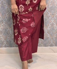 Maroon Color V Neck Designer Ethnic Salwar Set with Lining  / ESS381