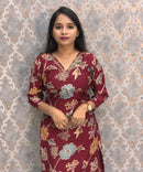 Maroon and Blue Color V Neck Designer Ethnic Salwar Set with Lining  / ESS381