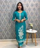 Rama Green Embroidered Silk Blend Salwar Set with Organza Dupatta 3 Piece Salwar Set / ESS344