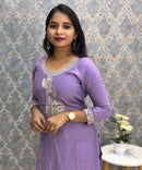 Violet Embroidered Silk Blend Salwar Set with Organza Dupatta 3 Piece Salwar Set / ESS344