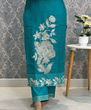 Rama Green Embroidered Silk Blend Salwar Set with Organza Dupatta 3 Piece Salwar Set / ESS344