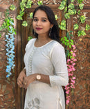White Embroidered Silk Blend Salwar Set with Organza Dupatta 3 Piece Salwar Set / ESS344