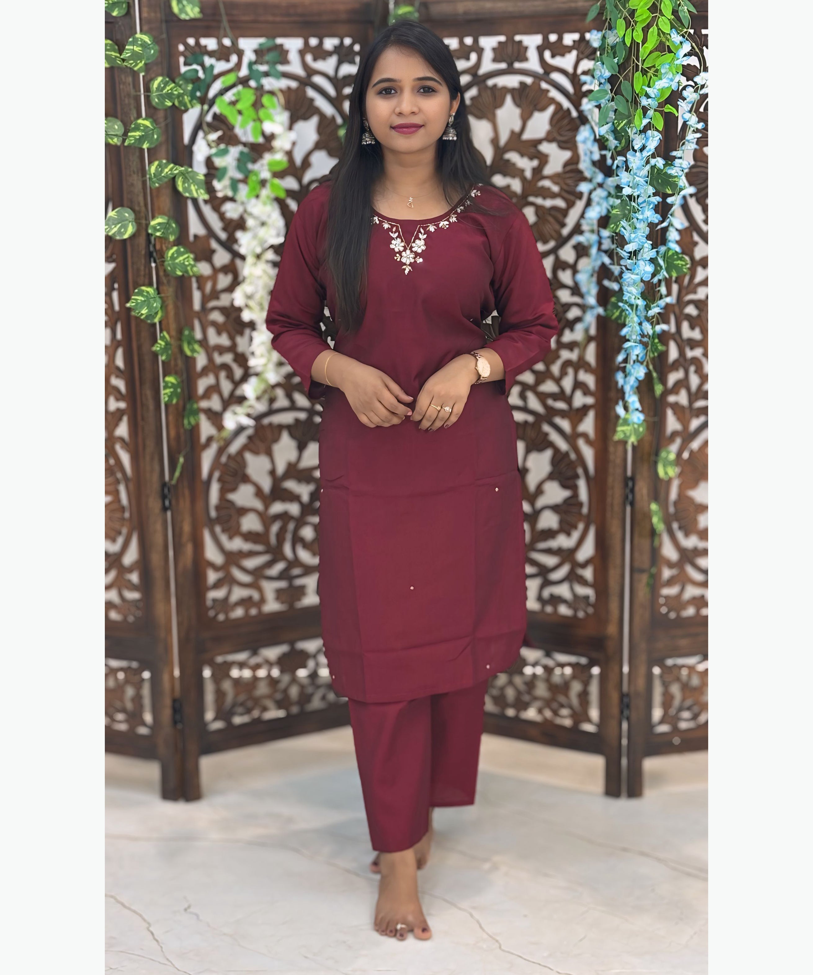 Maroon Color Ethnic Coord Set / ESS272