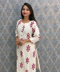 Purple and Half White Color Flex Cotton Coord Set with Pocket / ESS392